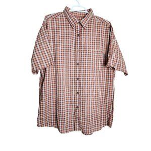 Woolrich Men Plaid Pocket Shirt XL Multicolor Short Sleeve Button Down Red‎